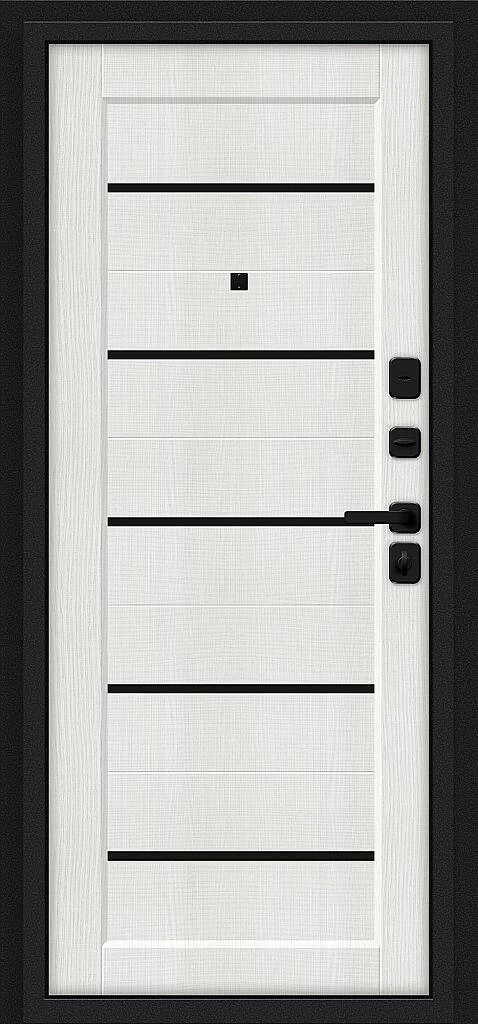 Входная дверь Борн/SBlack Букле черное/Bianco Melinga BR6182