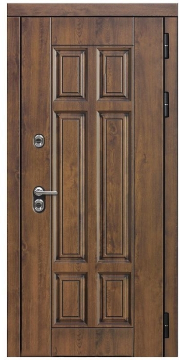 Входная дверь Квадро Д-19 (16мм, Грецкий орех + черная патина винорит) внешняя сторона