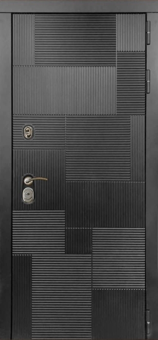 Входная дверь Модель L - 47 Д-19 (16мм, Грецкий орех + черная патина винорит) внешняя сторона
