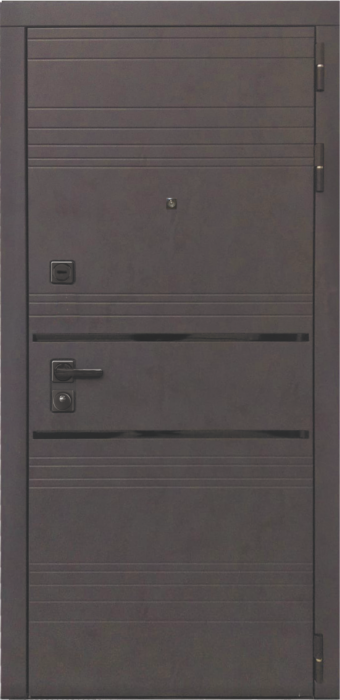 Входная дверь L-43 Д-19 (16мм, Грецкий орех + черная патина винорит) внешняя сторона